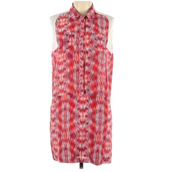 Vintage Wyatt 100% Silk Orange Geometric Print Button Down Sleeveless Romper - Picture 2 of 11